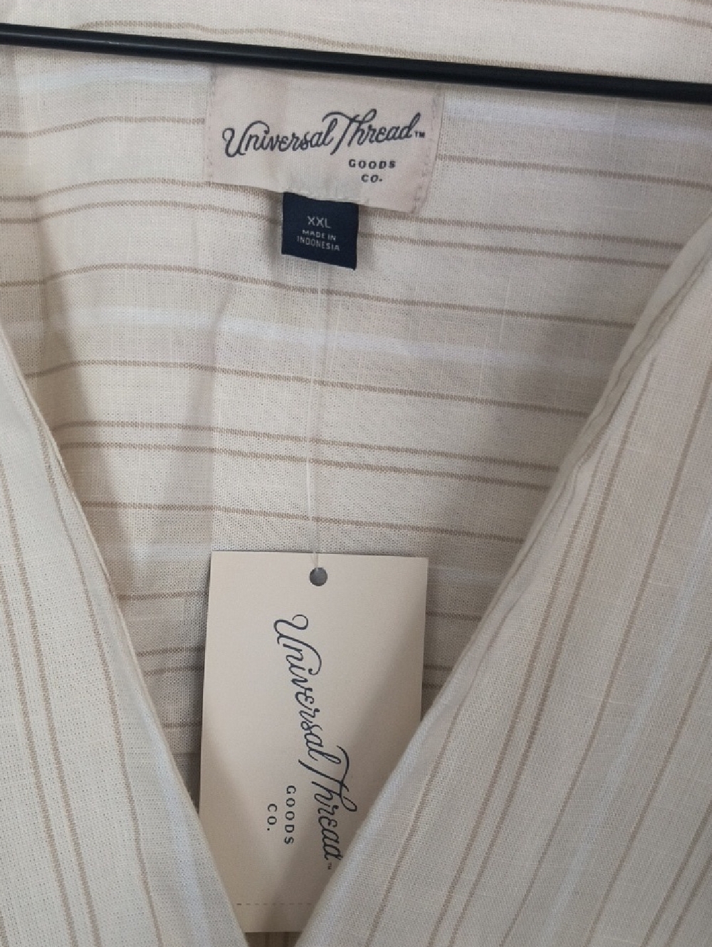 NWT Universal Thread Cream Striped Wrap-Tie Shirt Dress Sz XXL Women - Picture 2 of 12
